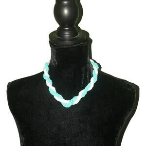 Beautiful Braided Soft Green and White Rope Necklace